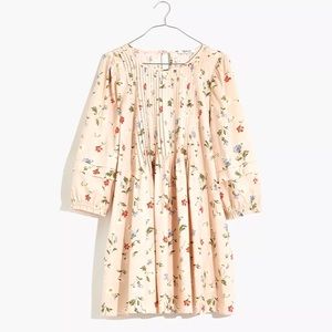 NWT Madewell Pintuck Puff-Sleeve Mini Dress in Seaside Floral XXS